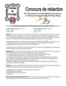 Directives du concours CONCOURS DE RÉDACTION ...