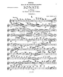 Partition violon 1, Sonata pour Piano et 2 violons, Op.135, Huber, Hans
