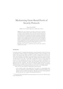 Mechanizing Game Based Proofs of Security Protocols