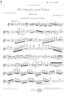 Partition de violon, violon Concerto No.3, G minor, Hubay, Jenö