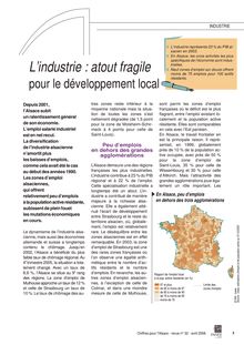 L industrie : atout fragile pour le développement local