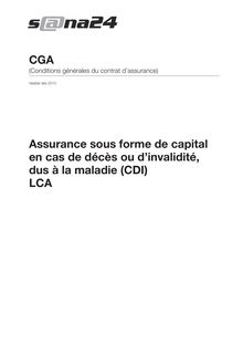 Conditions générales du contrat d’assurance (CGA) - Assurance sous  forme de capital en cas de décès