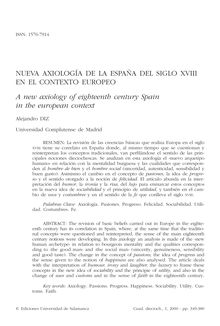 Nueva axiología de la España del siglo XVIII en el contexto europeo