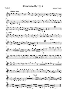 Partition violons I, violon Concerto, G major, Vivaldi, Antonio