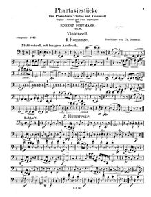 Partition de violoncelle, Phantasiestücke, Op.88, Phantasiestücke for Piano Violin and Cello, Op.88