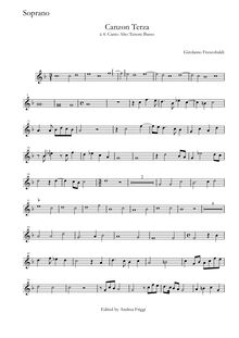 Partition Soprano, Canzon Terza à , Canto Alto ténor Basso, Frescobaldi, Girolamo
