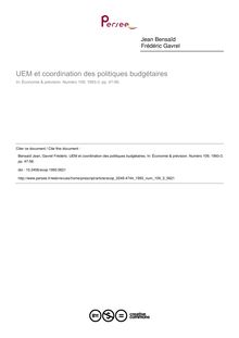 UEM et coordination des politiques budgétaires - article ; n°3 ; vol.109, pg 47-56
