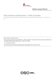 Cités anciennes de Mauritanie : Tichite et Oualata - article ; n°2 ; vol.98, pg 217-226