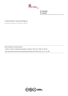 L éducateur psychologue - article ; n°2 ; vol.10, pg 165-172