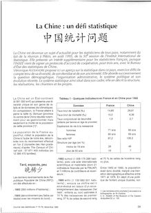 La Chine : un défi statistique - Numéro 75-76 - décembre 1995