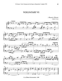 Partition , Voluntary en B-flat major, Twelve Voluntarys pour pour orgue ou clavecin
