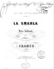 Partition complète, La Smahla, Valse brillante, E♭ major, Cramer, Henri