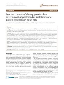 Leucine content of dietary proteins is a determinant of postprandial skeletal muscle protein synthesis in adult rats
