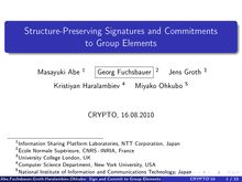 Structure Preserving Signatures and Commitments