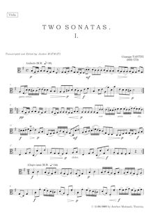 Partition viole de gambe, Two sonates, 2 Trio Sonatas, 1. G major 2. D major