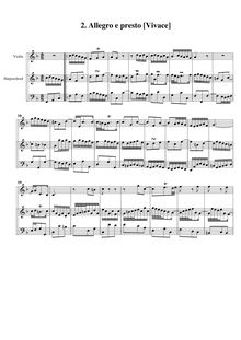 Partition Score (2nd mouvement: Allegro e Presto), violon Sonata