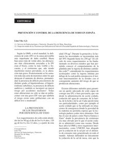 PREVENCIÓN Y CONTROL DE LA DEFICIENCIA DE YODO EN ESPAÑA (Prevention and Control of lodine Deficiencies in Spain)