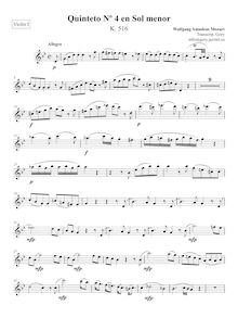 Partition violon I, corde quintette No.4, G minor, Mozart, Wolfgang Amadeus