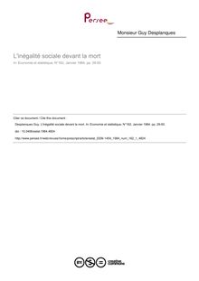 L inégalité sociale devant la mort - article ; n°1 ; vol.162, pg 29-50