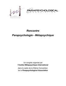Rencontre Parapsychologie et Métapsychique