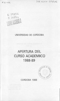Apertura del curso académico 1988-1989: memoria del curso académico 1987-1988