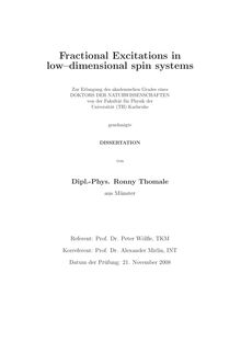 Fractional excitations in low-dimensional spin systems [Elektronische Ressource] / von Ronny Thomale