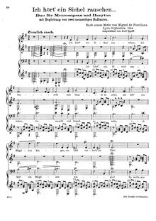 Partition complète, Ich hort  ein Sichel rauschen, Duo for mezzo-soprano and barytone
