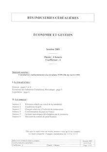 Economie et gestion 2005 BTS Industries céréalières