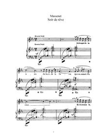 Partition complète (E? Major: haut voix et piano), Soir de rêve
