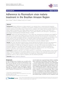 Adherence to Plasmodium vivaxmalaria treatment in the Brazilian Amazon Region