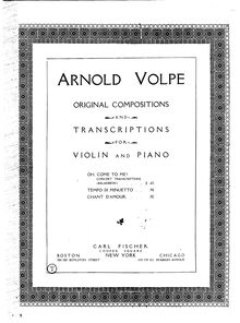 Partition de piano, Chant d amour, D Major, Volpe, Arnold
