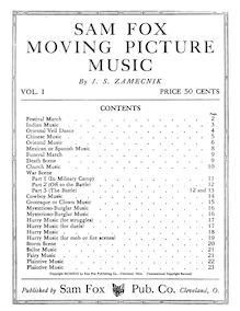 Partition complète (piano version), Sam Fox Moving Picture Music Vol.1
