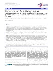 Field evaluation of a rapid diagnostic test (Parascreen™) for malaria diagnosis in the Peruvian Amazon