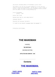 The Manxman - A Novel - 1895