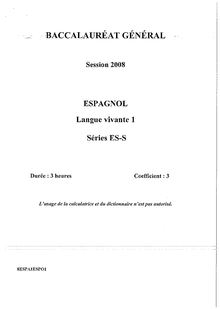 Sujet du bac S 2008: Espagnol LV1