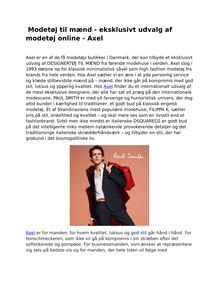 Modetøj til mænd - eksklusivt udvalg af modetøj online - Axel