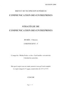 Stratégie de communication des entreprises 2006 BTS Communication des entreprises