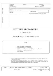 Mathématiques - Sciences 2004 CAP Maintenance et Hygiène des Locaux