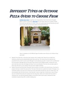 Different Types or Outdoor Pizza Ovens to Choose From