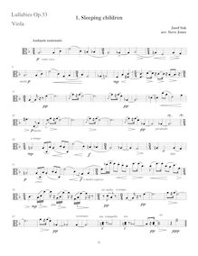 Partition viole de gambe, Lullabies, Op.33, Ukolébavky, Suk, Josef