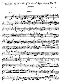 Partition violons I, Symphony No. 104, London/Salomon, D Major, Haydn, Joseph par Joseph Haydn