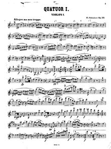 Partition violon 1, corde quatuor No. 13, Rosamunde Quartet, A Minor