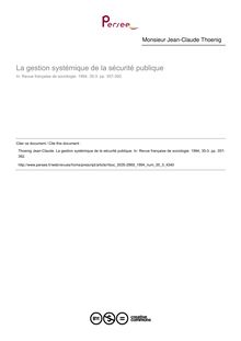 La gestion systémique de la sécurité publique - article ; n°3 ; vol.35, pg 357-392