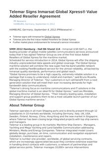 Telemar Signs Inmarsat Global Xpress® Value Added Reseller Agreement