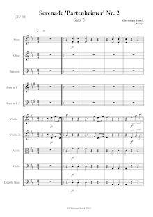Partition , ♩=110 (Menuett), Serenade No.2, "Partenheimer" Serenade