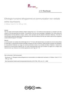 Ethologie humaine éthogramme et communication non verbale entre nourrissons. - article ; n°1 ; vol.31, pg 13-30