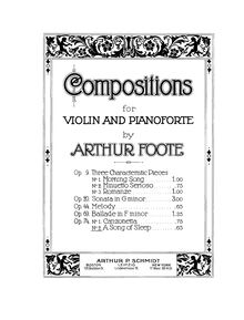 Partition de violon, 2 pièces pour violon et Piano, Op.74 par Arthur Foote