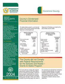 Coconino County June 30, 2004 Report Highlights Single Audit