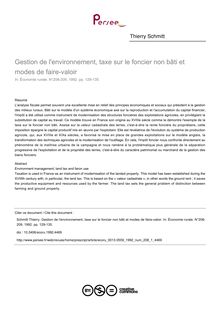 Gestion de l environnement, taxe sur le foncier non bâti et modes de faire-valoir - article ; n°1 ; vol.208, pg 129-135