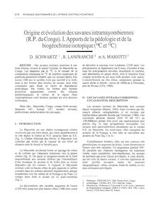 Origine et évolution des savanes intramayombiennes (R.P. du ...